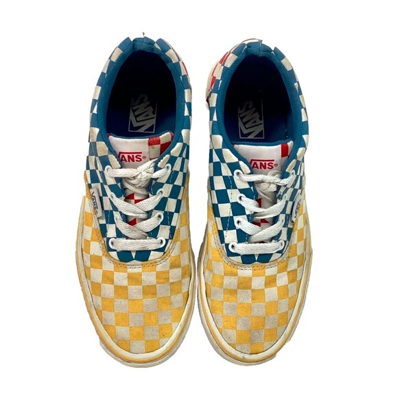Vans OTW - Youth Size 4 - Yellow/Blue/Red Checkered - Low Skate Shoes - 508731 - Picture 4 of 9